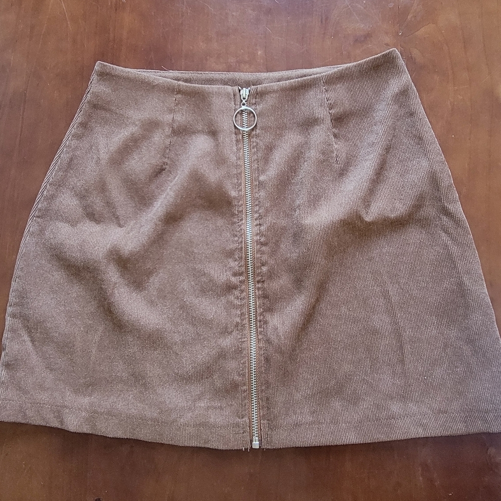 Brown Zippered Women's Skirt